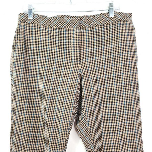 J. Jill Premium Bi Stretch Plaid Brown Blue Ankle Stretch Pants - Picture 4 of 7